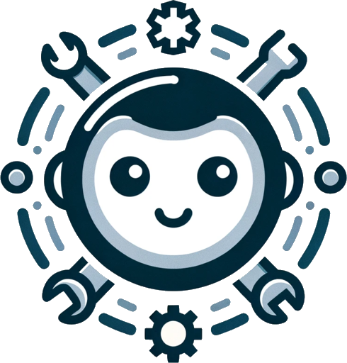 The gptme mascot: a friendly robot head surrounded by tools